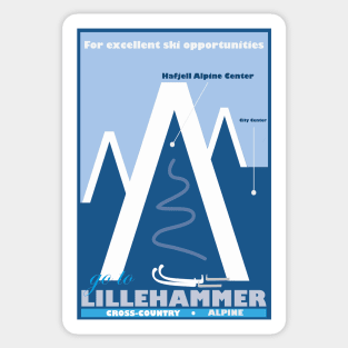 Lillehammer,Norway, Ski Travel Poster Sticker